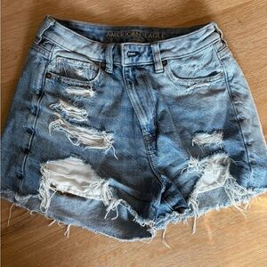 American Eagle Outfitters Light Blue Ripped Jean Shorts